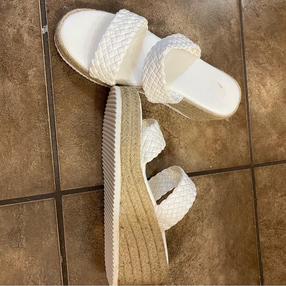 White Espadrille Platform Shoes NEW WITHOUT TAGS